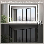 50"x36" Lighted Mirrors for Bathroom Wall, Anti-Fog LED Vanity Mirror, Shatter-Proof, 3 Colors Memory Mirror (Horizontal/Vertical)