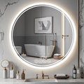 Wall-Mounted Round Bathroom Mirror with LED-Lights - 32 Inch Vanity Mirrors with Dimmable (32" x 32",Frameless)