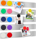 Magnetic Bulletin Strips 5PCS Self Adhesive Frameless Stainless Iron Bulletin Board Bar with 10 Magnetic Buttons for Memo Photo Notes Office School Home