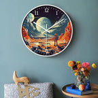 8 inch Silent Battery Operated Wall Clock, Decorative Round Wall Clock, Space Themed Astronauts