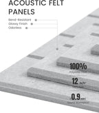 Large Felt Bulletin Board 48" x 36" Cork Board Alternative-12 Pack with 70 Safe Removable Adhesive Tabs, Cork Boards for Walls Pin Board for Home Office Classroom Felt Board-Soft Gray