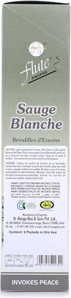 Flute White Sage Incense Sticks | Total 120 Sticks | 9" Inch Agarbatti Sticks with 40 Mins Burning time | 20 Sticks/Pack