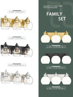 Bathroom Light Fixtures, 3-Light Brushed Nickel Vanity Light, Modern Wall Sconces with Milk White Globe Glass Shade, Vanity Lighting Fixtures Over Mirror, VL195-BN-ML-3