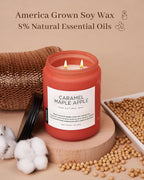 M&SENSE Caramel Apple Pie Candles for Home Scented, Natural Soy Wax 19.4oz Long Lasting 110 Hours Clean Non Toxic Large 2 Wick Candle Gifts for Easter Birthday Housewarming Gifts