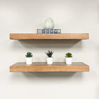 URBANDI, Rustic Floating Shelves, Set of 2, Hidden Bracket, Solid Wood, Heavy Duty, Wall Mounted Shelves, (Brown, 48Wx6D)