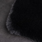 Ghouse Faux Rabbit Fur Round Rug 4ft Black Round Rugs for Bedroom Decor Fluffy Area Rugs for Living Room, no-Shedding Carpet Sheepskin Washable Rug Rome Decor