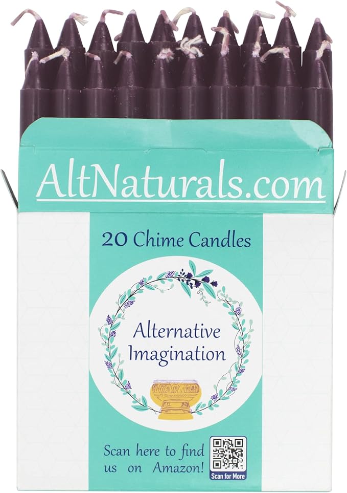 Alternative Imagination Black Chime Candles - 20 Pack of Unscented 4 Inch Mini Taper Candles - Dripless Long Burning Ritual Candles for Meditation, Protection, Banishing Negativity, & Home Decor