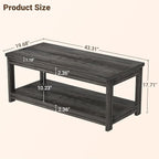 Homieasy Coffee Table with Storage Shelf, 43.3” Farmhouse Wood Coffee Tables for Living Room, Modern Center Tea Table, Grey