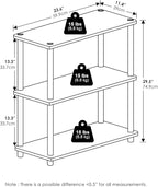 Furinno Turn-N-Tube Storage Shelves Set of 2, 3-Tier Book Shelf, Corner Shelf, Toolless Open Shelves, for Organization and Storage, Living Room, Garage, Home Office, White