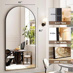 41"x81" Extra Large Arched Full Length Mirror - Leaning Mirror Arch Wall-Mounted Mirrors - Aluminum Alloy Frame Modern Simple Home Decor - for Living Room Bedroom Cloakroom