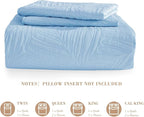 Exclusivo Mezcla California King Quilt Bedding Set, Lightweight Sky Blue Quilts Cal Oversized King Size for All Seasons, Soft Microfiber Bedspreads Coverlets with Leaf Pattern, 3 Piece