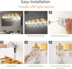 Modern 5-Light Gold Brushed Brass Finish Crystal Wall Light for Bathroom Vanity