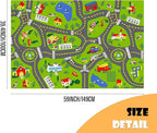Non-Slip Town City Road Map Playmat for Boys, Perfect for Playroom and Bedroom, Car Track Mat - 4'11" x 3'3"(Rectangular)