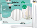 BOLSIUS White Taper Candles - Bulk Case of 2 Packs = Total 200 Candles - 7+ Hours - Premium European Quality - Consistent Smokeless Flame - Unscented Dripless Candlesticks