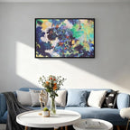 Charouse 1 Piece Framed Wall Decor Blue Green Abstract Eclectic Pastoral Vintage Artistic Wall Art for Living Room Office Bedroom Cafes Vibrant Spots Nature Architecture Pictures Christmas GIft Wall Decor 24*16 Inch