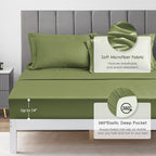 Love's cabin Queen Comforter Set Olive Green, 7 Pieces Queen Bed in a Bag, All Season Bedding Sets with 1 Comforter, 1 Flat Sheet, 1 Fitted Sheet, 2 Pillowcase and 2 Pillow Sham