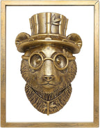 Animal Heads Wall Decor (Includes Metal Frame) Resin Animals Sculptures Head Wall Hanging Decoration Gold vintage Wall Sculpture for Living Room Bedroom Office(Panda)