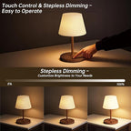 Waterproof Rechargeable Table Lamp - Portable Cordless Desk Lamp with 8 RGB Colors,4000mAh Outdoor Stepless Dimmable LED Night Light for Bedroom, Living Room,Camping Restaurant,Office (Wood Grain)