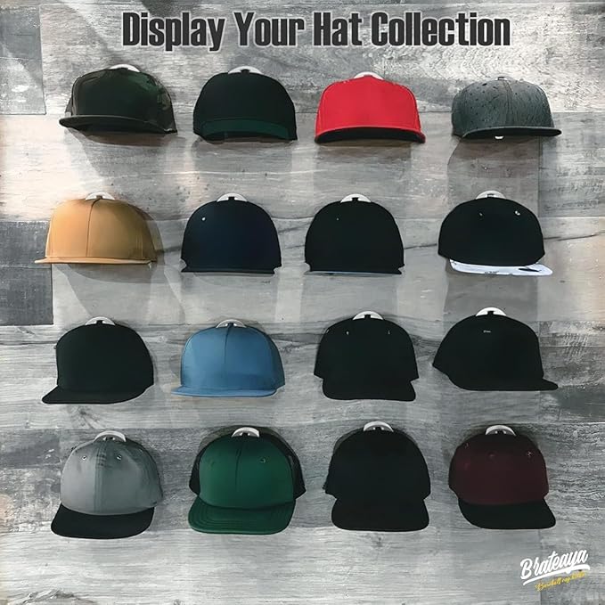 Hat Hangers for Wall, Stronge Adhesive Hat Holders Display, No Driling Caps Holder Organizer, 10 Pack Hat Hook for Baseball Caps, Wall Mounted Cap Rack, Translucent Black