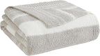 WRENGONGE Taupe Throw Blanket, 60x80 Soft Cozy Striped Throw Blankets for Couch, Sofa, Bed, Travel, Lightweight Fluffy Warm Plush Decorative Blankets for Women, Men Gift