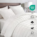 Oversized King Greek Velvet Quilt Set, 3× Softer Luxe Sheen, 100% Cotton Backing,150GSM Down-Alternative Fill,Extra-Wide 112×106" Hotel-Style Luxury Coverage (1 Quilt + 2 Pillow Shams),Brilliant White