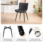 YOUNUOKE Black Dining Chairs Set of 2, Faux Leather Upholstered Kitchen & Dining Room Chairs with Back, Mid Century Modern Minimalist Accent Chair Armless for Guest Reception Waiting Living Room