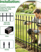 ARIFARO Metal Garden Fence 24" H x 24" W (5 Pack, Length 10 ft) Decorative Fencing, No Dig Border Fencing for Outdoor Patio Yard Flower Bed Animal Barrier
