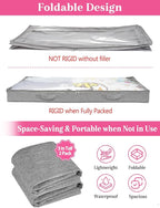 Low Profile Under Bed Storage, 3 Inches High Underbed Storage Containers Bins, NO STRUCTURE, Foldable Clothes Storage and Organizer with Lid & Zipper, Shallow Storage for Low Bed Couch Crib, 2-Pack