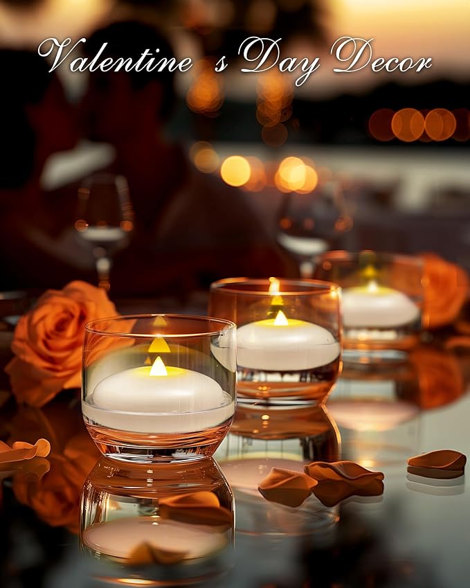 Homemory 12 Pack 3” Flameless Led Floating Candles, 200 Hour White Battery Operate Waterproof Tealights for Cylinder Vases, Centerpieces at Wedding Decor, Party, Pool