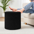 Round Ottoman with Storage - Foldable Stylish Coffee Table for Living Room & Bedroom - Space-Saving Ideal for Home Decor and Organization for Families & Individuals-Black