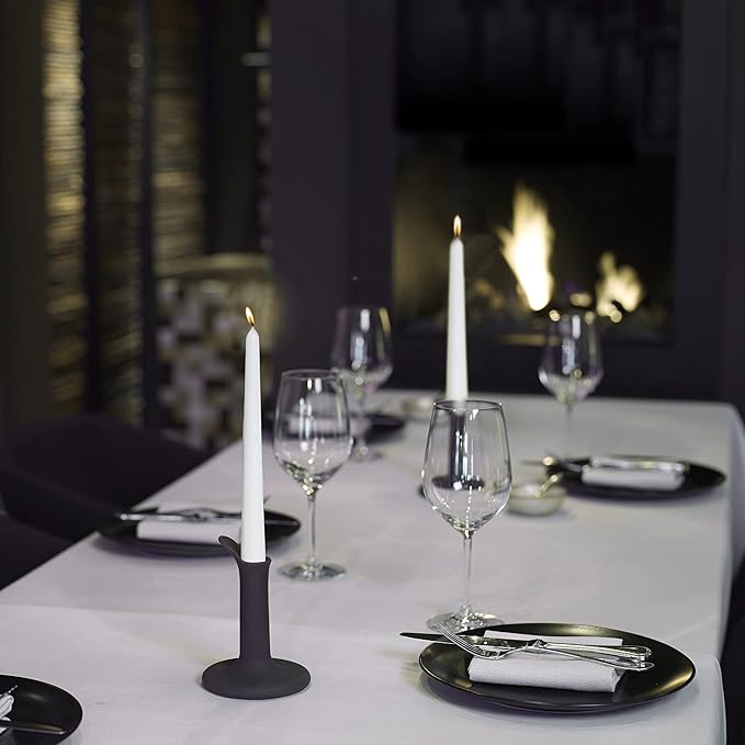 BOLSIUS 60 Count Household White Taper Candles - 10 Inches - Premium European Quality - 8 Hours Burn Time - Unscented Dripless and Smokeless Home Decor, Restaurant, Wedding, and Party Candlesticks