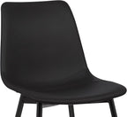 Armen Living Monte Mid Century Modern Dining Accent Chair for Table Kitchen Desk Vanity in Black Faux Leather with Black Metal Legs