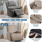TAOCOCO Recliner Chair Covers 4-Pieces for Oversized Recliner, Stretch Recliner Slipcover for Large Recliners Washable Polyester Soft Fabric Furniture Protector (Oversized Recliner, Khaki)