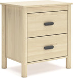Signature Design by Ashley Cabinella Casual 2-Drawer Nightstand with Round Post Legs, 24.37" Tall, Light Brown