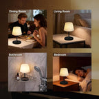 Waterproof Rechargeable Table Lamp - Portable Cordless Desk Lamp with 8 RGB Colors,4000mAh Outdoor Stepless Dimmable LED Night Light for Bedroom, Living Room,Camping Restaurant,Office (Black)