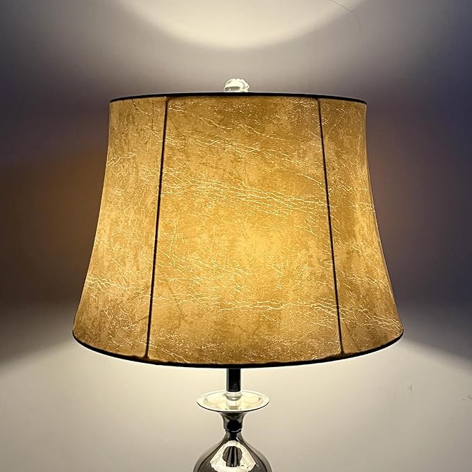 TOOTOO STAR Drum Large Lamp shades 12" Top x 16" Bottom x 11" High, Seaside Village Leather Lamp Shade (Spider Fitter) for Table Lamps Floor Lamps Hand Crafted, Easy Assembly Required