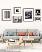Egofine A4 Picture Frames Set of 4, Made of Solid Wood Covered by Plexiglass 5x7 and 6x8 with Mat or A4 without Mat, for Table Top Display and Wall Mounting Photo Frame Light Grey