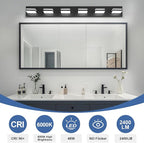 Modern LED Bathroom Lights Fixtures(6-Light),Metal Black Acrylic Wall Lighting,Vanity Lights for Bathroom Over Mirror(6000k 41in)