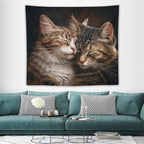 VUMIVI Cat Tapestry Adorable Animals Two Kittens Snuggling Together Vintage Print Realistic Design Tapestry Wall Hanging for Living Room Bedroom Dorm Classroom Aesthetic Decor W60xL50in