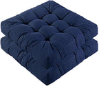 Meditation Floor Cushions Set of 2, Thickened Floor Pillow for Adults, Large Square Pillows Seat Cushion for Tatami Living Room Yoga, Memory Sponge Block Added, 22x22 Inch, Drak Blue