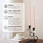 New Burning Formula Unscented Dripless 10-Inch Taper Candles Set of 12 - Pearl Blush, for Wedding, Dinner - Smokeless, Long Burning - Hand Poured, Colored Tall Candlesticks - Rubor Perla