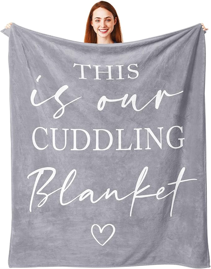 Pubrave Gifts for Her/Him/Girlfriend/Boyfriend/Wife/Husband, Anniversary Christmas Wedding Engagement Gifts for Couples/Women/Men, Romantic Couple Cuddling Blanket Grey 60x50in