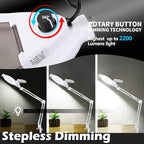 KIRKAS 10X & 30X Magnifying Glass with Light and Stand, 2200 Lumens Dimmable LED Magnifying Lamp, Real Glass Lens Lighted Magnifier Light for Craft, Reading, Repair, Hobby, Close Work- White