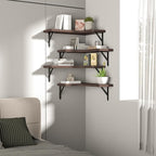 Corner Floating Shelves Wall Mounted Set of 4, Rustic Wood Storage Display Wall Shelves for Home Decor, Bathroom, Kitchen, Bedroom, Living Room, Office (Brown)