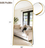 Suidia Arched Full Length Mirror, 71"x28" Floor Mirror Freestanding, Floor Standing Full Body Mirror with Stand for Bedroom, Hanging Leaning Mounted for Living Room Cloakroom, Gold