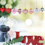 36 Pcs Valentine Heart Shaped Ornaments, Rose Gold Silver Pink Red Heart Ornaments for Mother's Day Christmas Wedding Anniversary Valentines Day Hanging Decorations