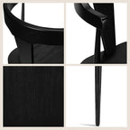 POLY & BARK Mid Century Modern Enzo Black Dining Chair – Solid Oak Wood Splat Back Chair, 18" Seat Height, 32" Tall – Stylish MCM Kitchen & Dining Room Chair