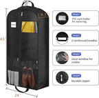 STEPONE 6.5" Gusseted Heavy Duty Garment Bags for Travel 43" Suit Bags for Closet Storage Hanging Clothes Bag with Pockets Mens Suit Holder for Shirts, Coats, Dresses, 2 Pack