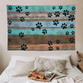 VUMIVI Dog Paw Print Tapestry Rustic Farmhouse Vintage Wood Paneling Home Decor Tapestry Wall Hanging for Living Room Bedroom Dorm Classroom Aesthetic Decor W60xL40in