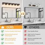 6 Light Modern Bathroom Light Fixtures Over Mirror, Bronze Finish Vanity Lights for Bathroom Wall Sconces with Clear Glass Shades, E26 Socket (Bulbs Not Included)